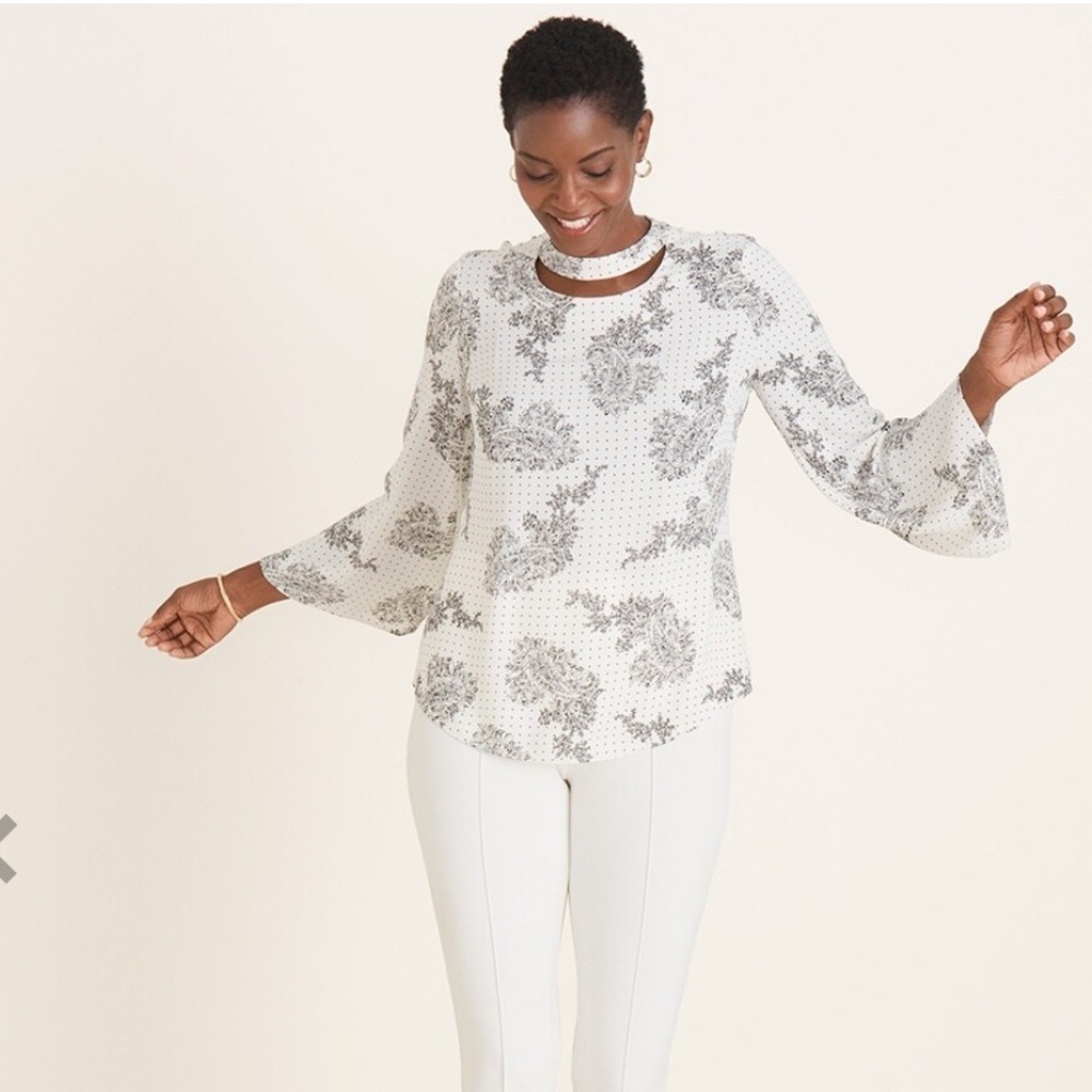 Paisley Dot Neck-Detail Pullover Top Size 16/18